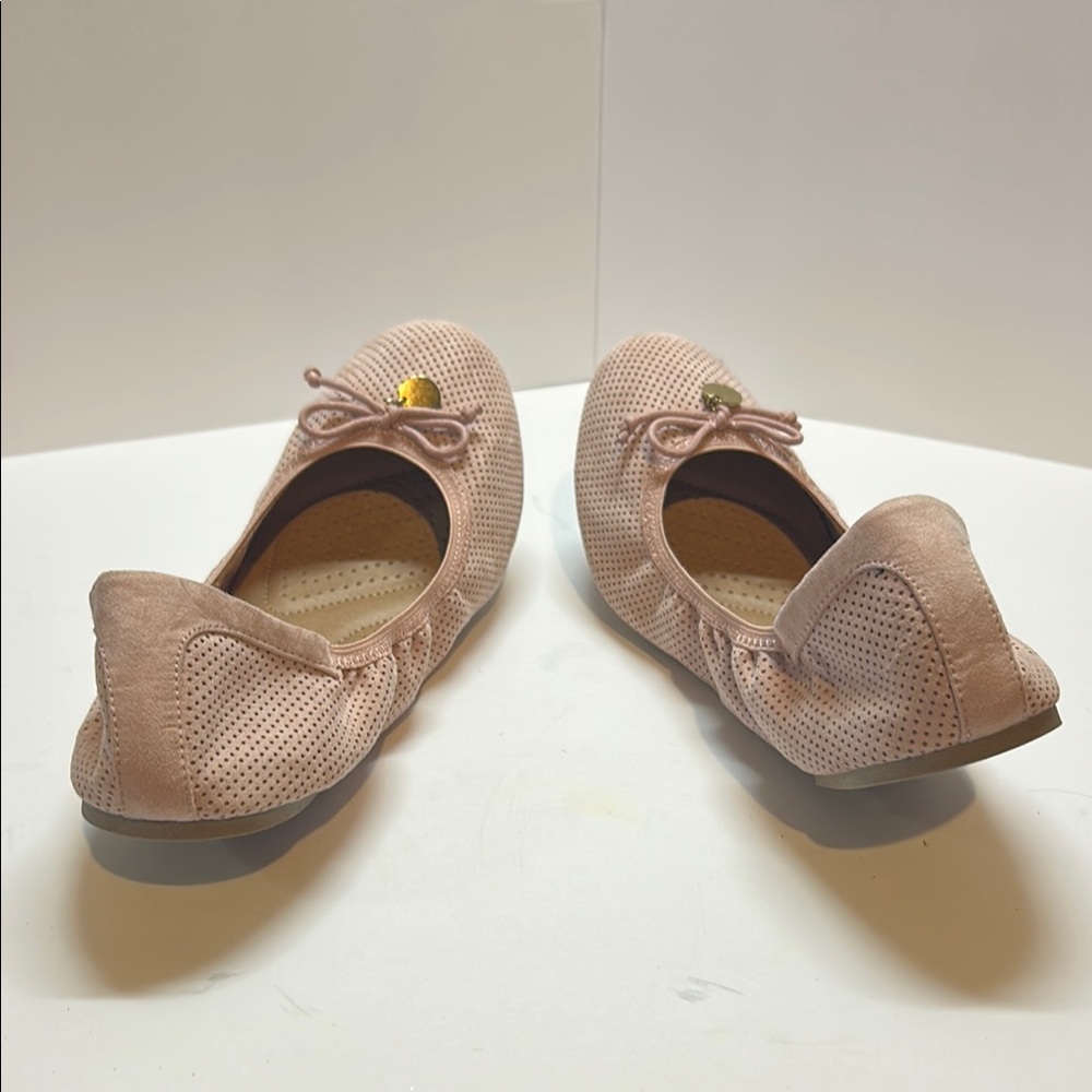 dexflex comfort Blush Pink Perforated Ballet Flats with Bow 13W - Picture 3 of 4